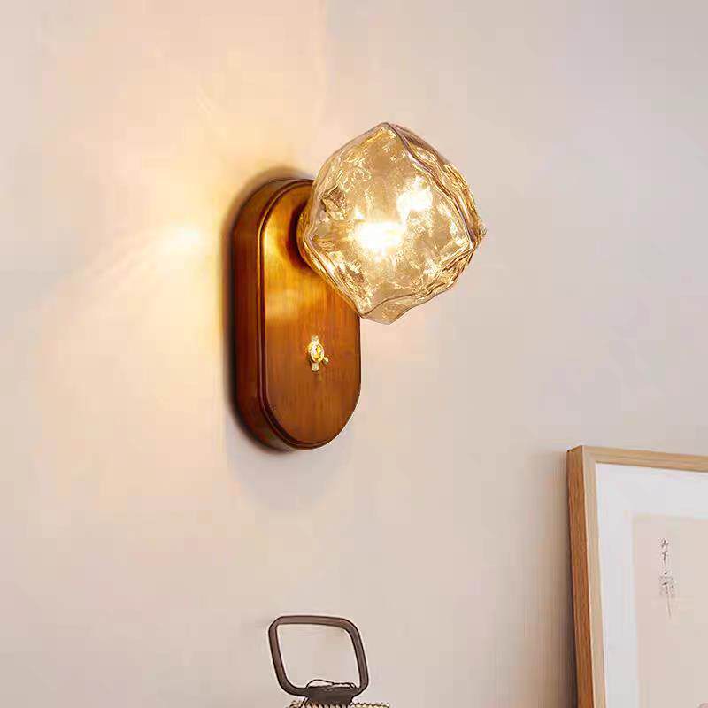 中古风冰块玻璃壁灯美式覆古简约走廊客厅背景墙灯卧室床头气氛灯