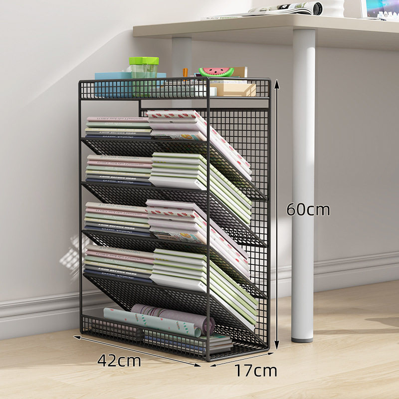 铁艺桌边书架书立儿童书本侧边收纳盒桌面可移动学习桌边置物架高