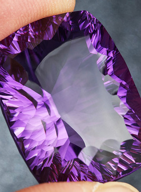 亏本捡漏价 37.85克拉大颗粒紫晶裸石戒面火彩好 支持私人定制