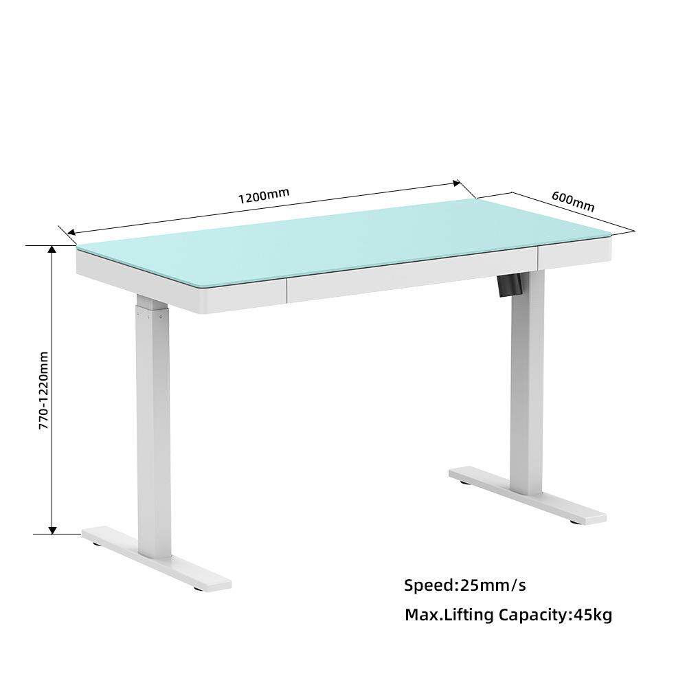 电动升降桌玻璃桌面带抽屉升降桌简约学习桌书房可调高度智能书桌