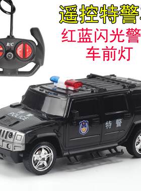 电动遥控灯光彷真悍马特警车110公安警察车男孩汽车越野赛车玩具