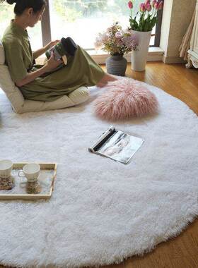 Plush Round Rug White Children Carpets for Living Room Home