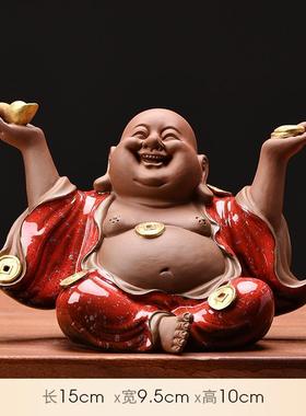 正品新像中式禅意陶摆瓷招财勒佛摆件弥客厅玄关书桌佛装饰茶室桌