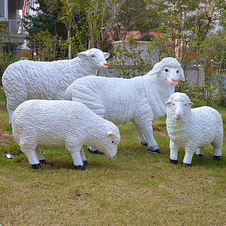 动物雕塑 园仿真绵羊摆件纯手工工艺品草地装饰品摆设园林景观
