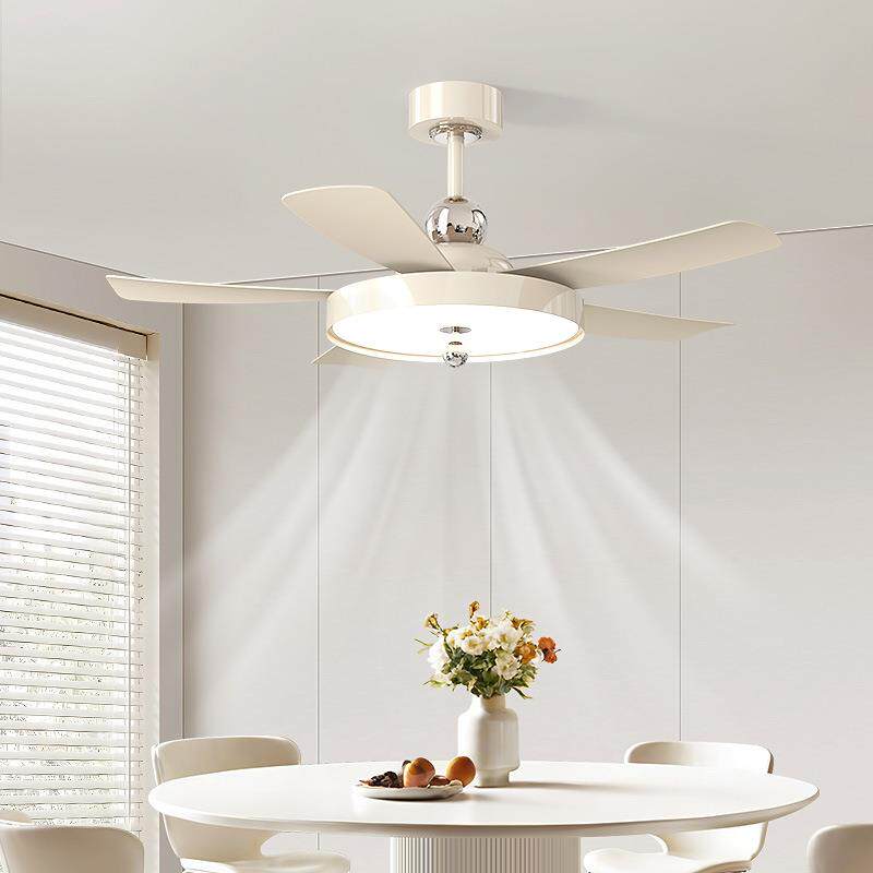奶油风吊扇灯静音风扇灯全光谱护眼客厅卧室直销儿童直叶电扇灯