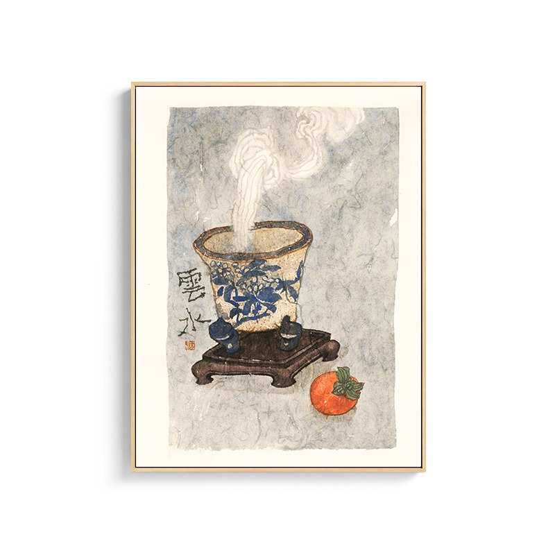牡丹花卉餐厅玄关过道挂画花开富贵竖版新中式客厅装饰画法式田园