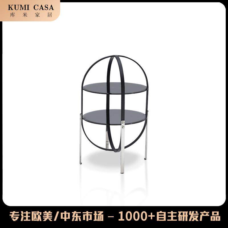 简约不锈钢落地陈列架玻璃服装店置物架轻奢酒柜透明展示柜收纳架