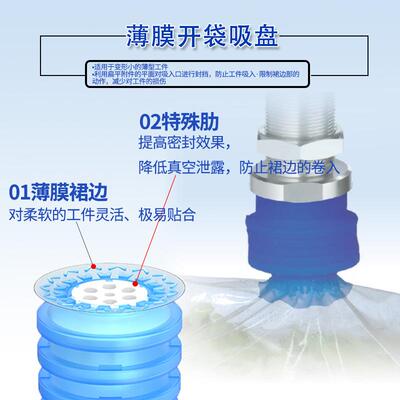 气动机械手开袋真空吸盘工业ZPP-T40JT2SF吸薄膜包装PE袋吸嘴