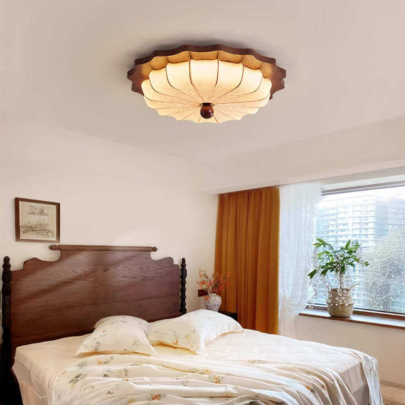 中古风胡桃木卧室吸顶灯侘寂风布艺书房灯复古高级感主卧房间灯具,家装灯饰光源,智能吸顶灯,淘宝优惠券,粉丝福利购,淘宝优惠卷