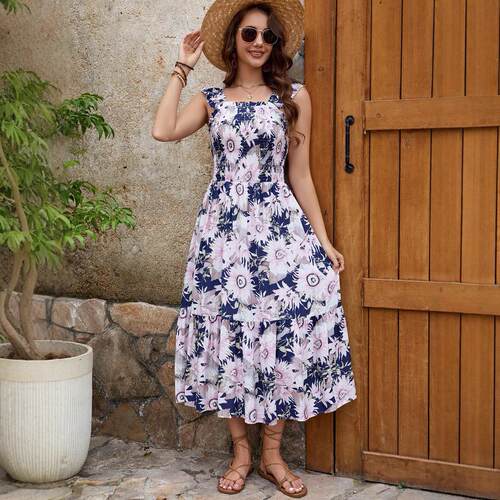 Women's cotton vest dress, beach swing suspender skirt