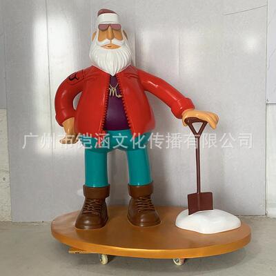 型圣诞老人大玻璃雕塑落地摆道件节KHWH2406日活动装置品具钢泡沫