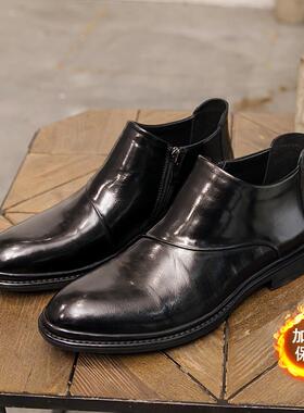 正品切尔西靴男士英伦2风格中帮皮短靴2靴03秋冬羊毛衬里真皮男皮