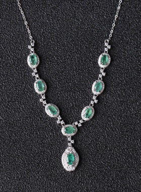 收藏级宝石天然祖母绿项链锁骨链女生款轻奢