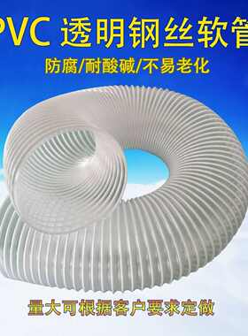 PVC透明钢丝软管排风管木工机械吸尘抽油烟塑料伸缩管30mm-300mm