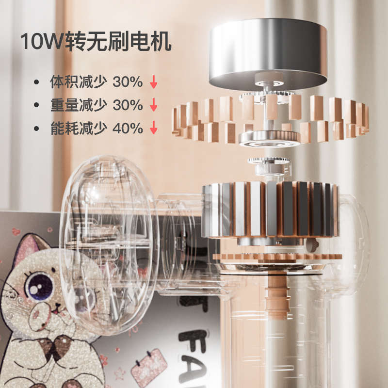 精品菠萝君贴贴猫女生家用多功能手持式迷你涡轮小风扇USB充电长
