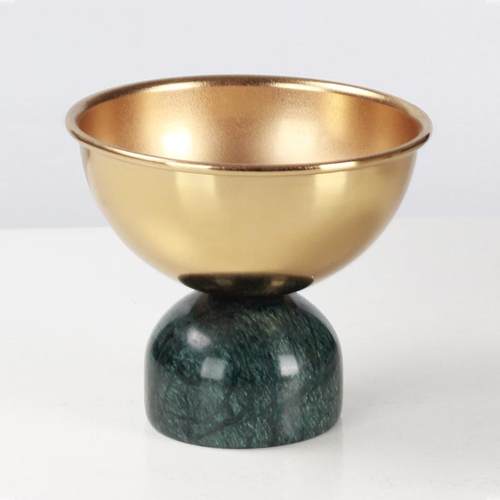 新中式圆形金属托盘大理石水果盘样板房民宿点心收纳盘摆件装饰品