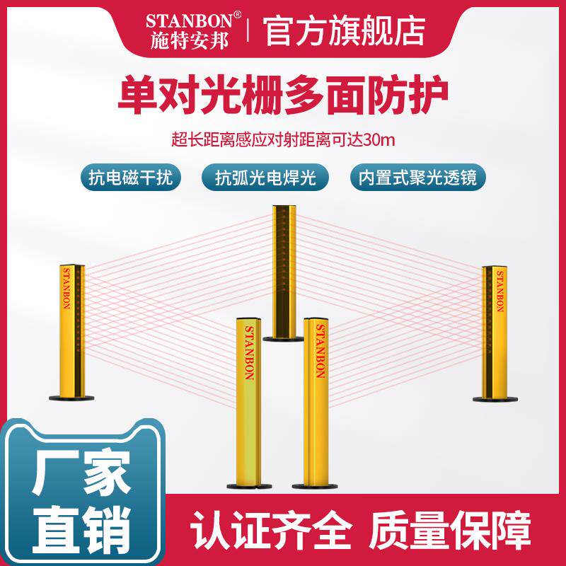 施特安邦STKQ超长距离对射检测多面防护安全光栅光幕传感器感应器