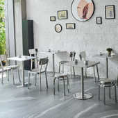 工业风咖啡厅餐桌椅子组合 洽谈铁艺方形小桌子 不锈钢铁艺方形桌