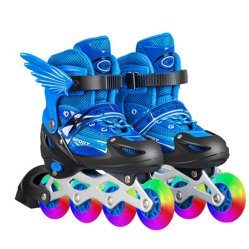 直销新款溜冰鞋儿童全闪直排轮滑鞋 滑冰鞋可调大小男女童旱冰鞋