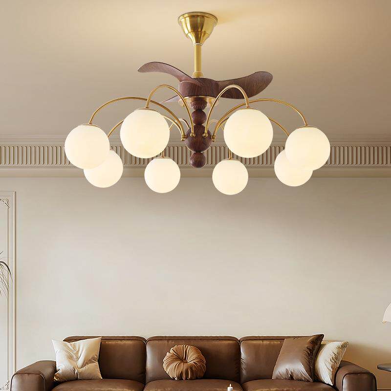 美式复古客厅吊灯现代简约卧室灯新款风扇一体中古风全光谱护眼灯