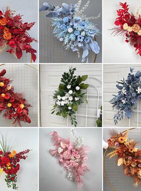 假花婚礼背景彷真花婚庆大挂花T台装饰红色花艺摆件场景订婚布置