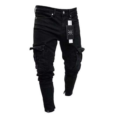 Men's Fitted Zipper Jeans Workwear Denim Jeans Comfortable