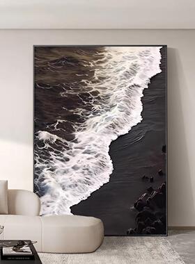 黑白灰极简客厅装饰画抽象艺术玄关挂画级感背景墙挂画壁画落地
