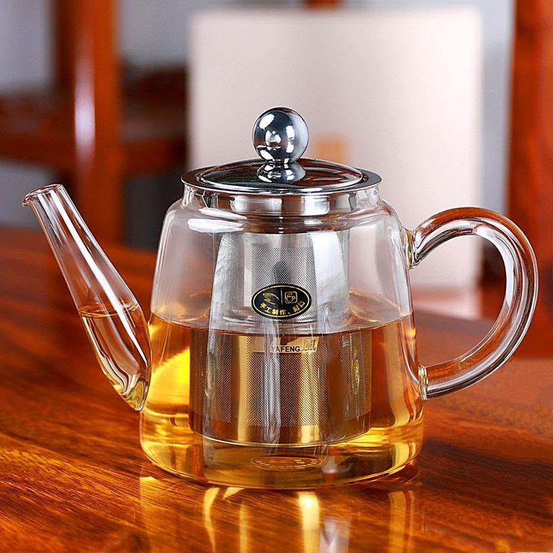 雅风耐高温玻璃泡茶壶大容量花茶壶不锈钢过滤冲茶器黑晶炉煮茶壶