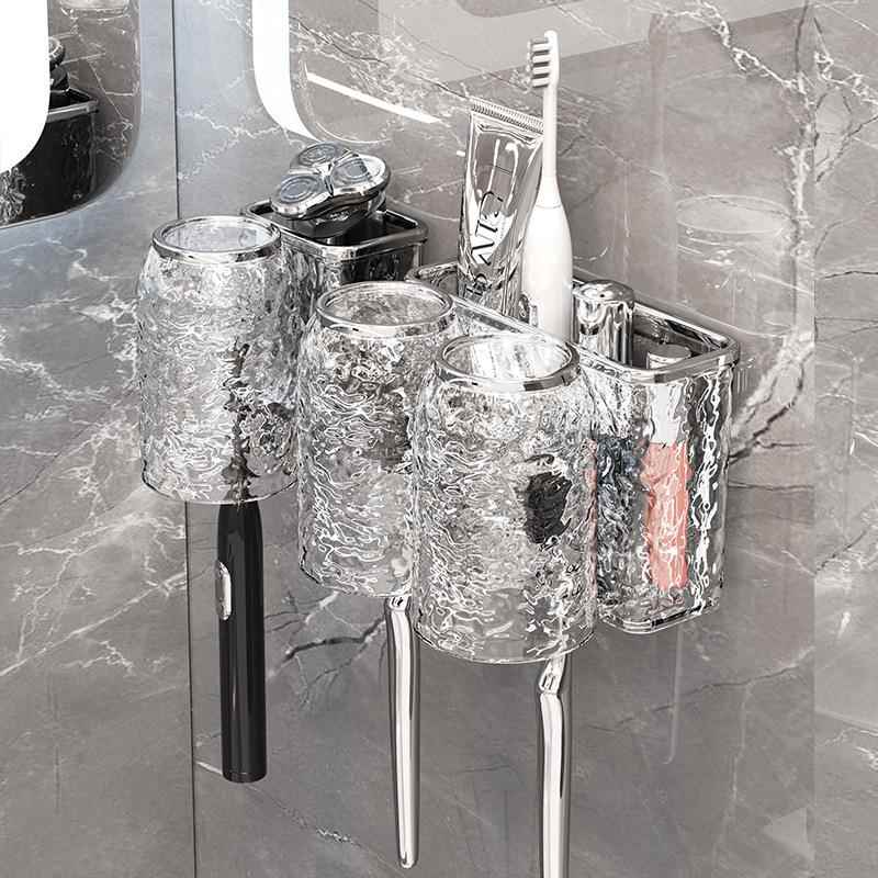 免打孔壁挂式牙刷置物架卫生间电动牙刷架子刷牙杯漱口杯牙具