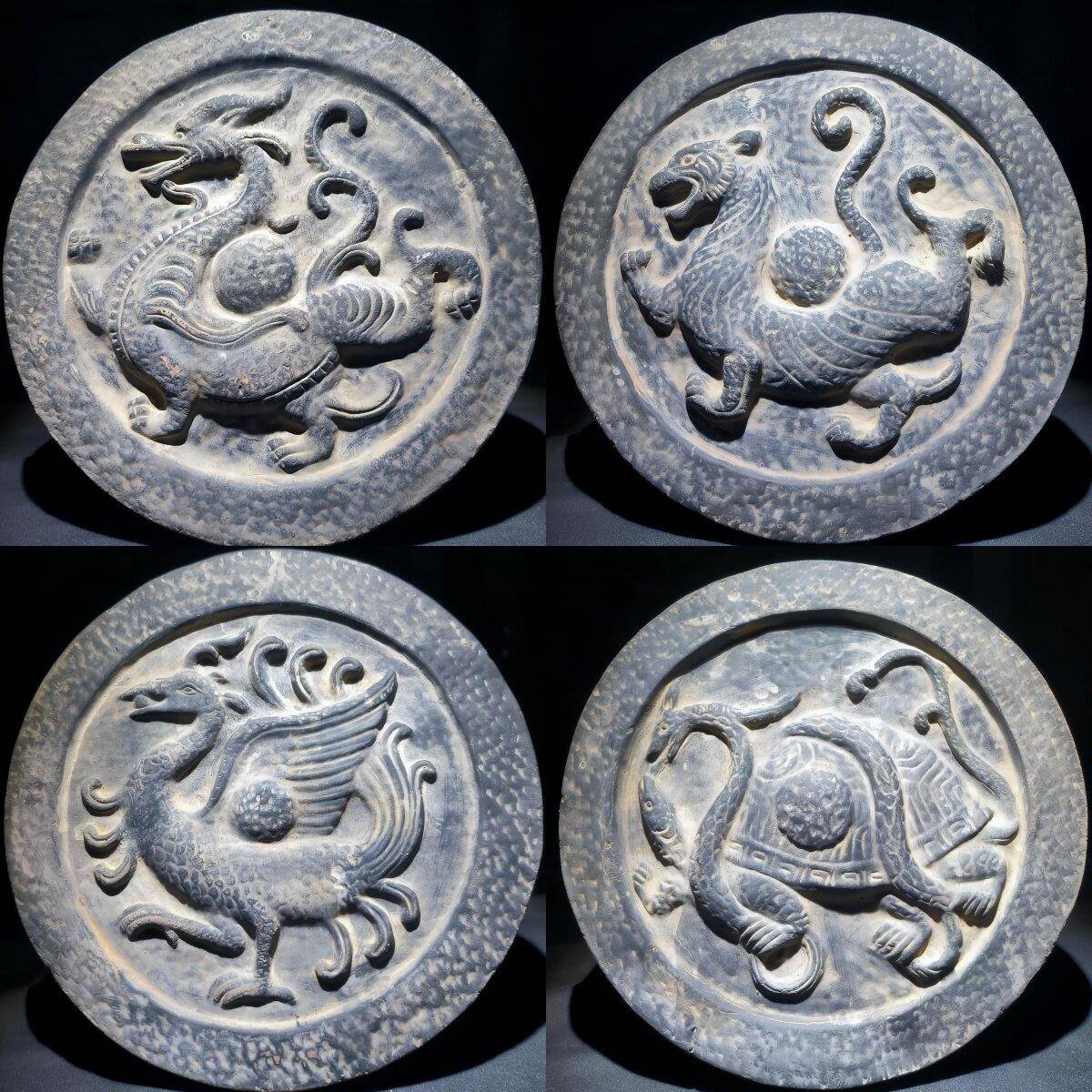 新中式装修庭院设计四神瑞兽彷古瓦当学生拓印研学拓片工具模具摆