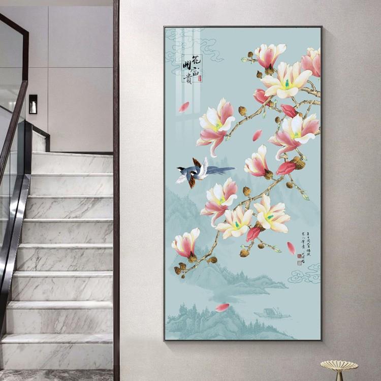 新中式玄关装饰画国画寓意好喜雀梅花挂画过道走廊中国风喜上眉梢
