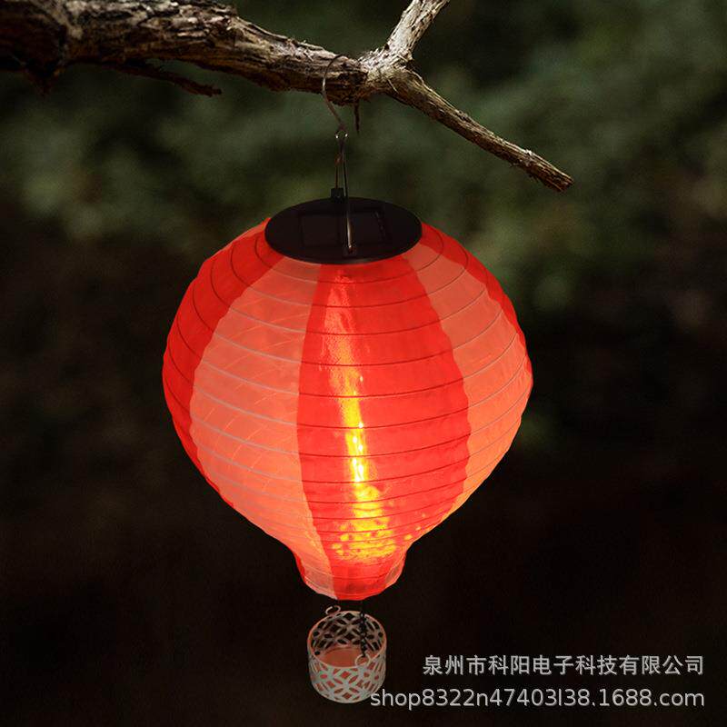 跨境太阳能热气球灯笼草坪灯吊灯楼道屋檐挂灯户外照明装饰灯