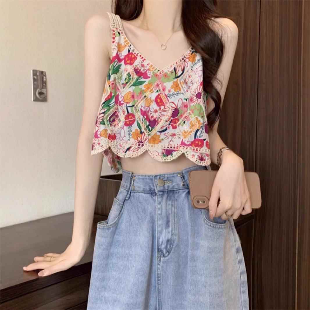 top tube girl hot sweet Bohemian summer female suspenders