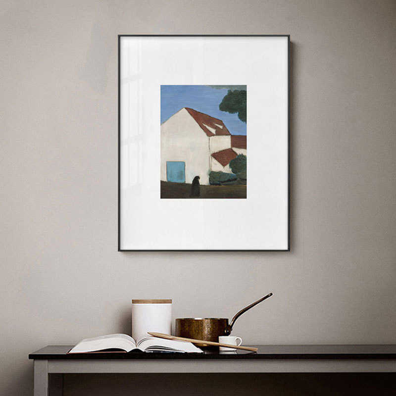 现代客厅背景墙装饰画样板房工作室玄关壁画北欧书房复古建筑挂画图片