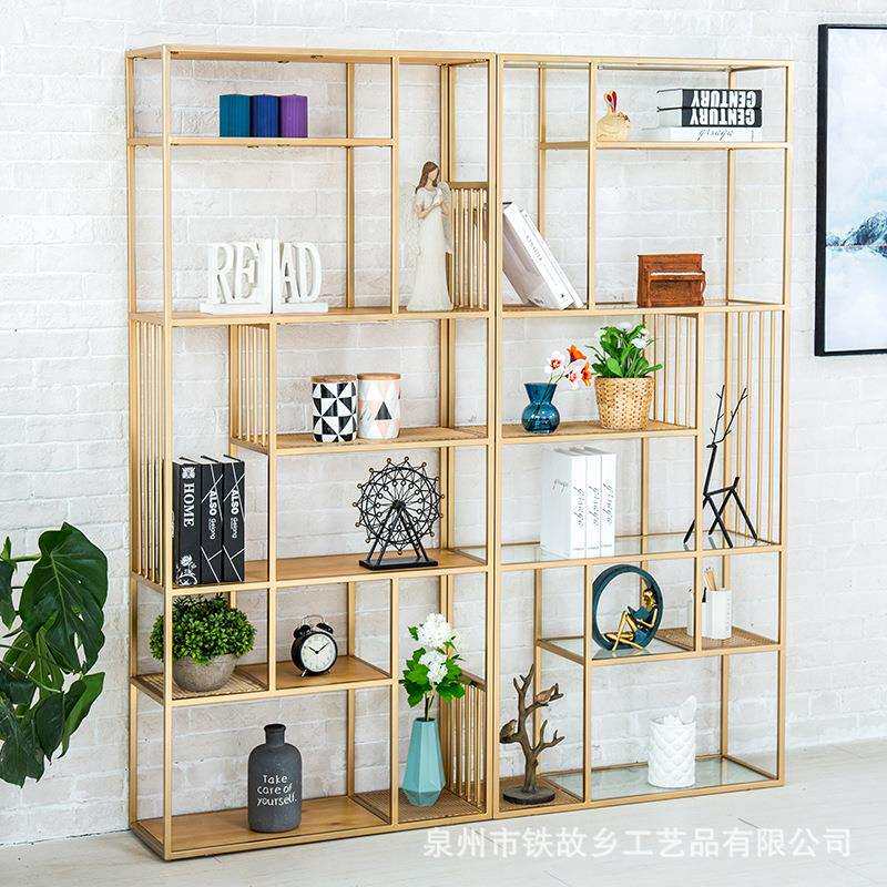 北欧铁艺办公室置物架 隔断客厅书架 简约落地创意装饰收纳展示架