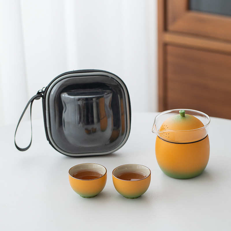 创意旅行茶具快客杯一壶三杯随行户外便携泡茶壶露营带玻璃公道杯