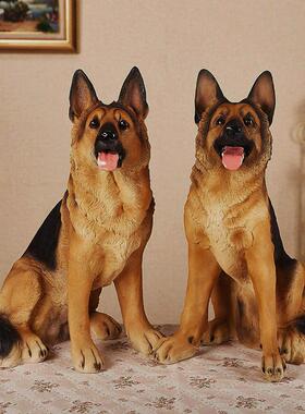 新款直销跨境货源创意家居装饰仿真动物德牧摆件狼狗玻璃钢雕塑仿