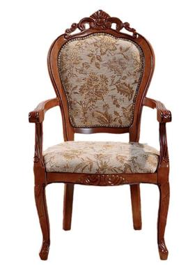 欧木式餐椅实木橡雕花带扶手仿古74786椅子美式乡村风格