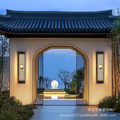 新中能太式阳户外壁灯复古繁景照明别室外庭院灯大门口两侧门墅柱
