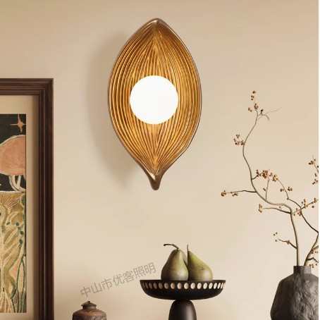 侘过道壁灯禅意床头走廊风墙宿北欧灯民复古背景叶子寂感壁灯高级