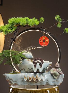 简约创意假山88888石槽景小鱼缸循环鱼池流喷水水器水景装摆件饰