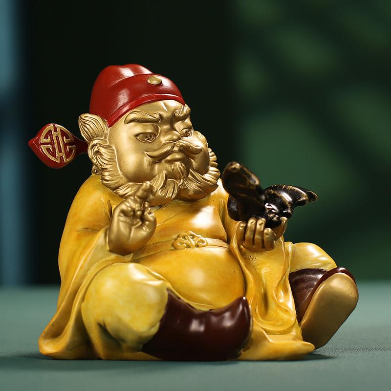 全铜彩钟装铜天师馗铜像客厅办室桌面饰品玄关家居工JYL艺品小摆