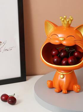 鞋柜装饰品摆件树脂招财猫入户玄关钥匙收纳摆件客厅鞋柜装饰轻奢