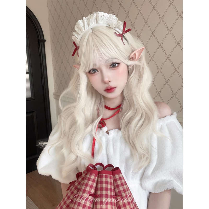 AG假发女长发网红lolita可爱jk齐刘海日常长卷发逼真假发全头套