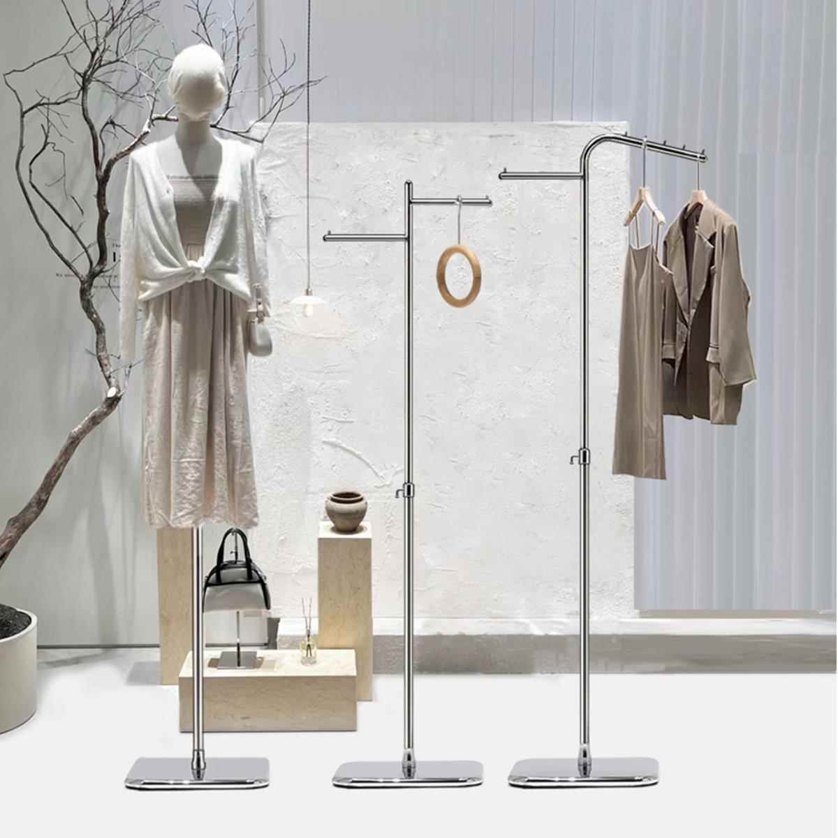 服装店展示架挂衣架落地式衣服架挂衣杆橱窗拍照正挂侧挂不锈钢