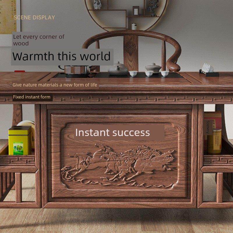 2025新古典新中国风实木茶几和椅子组合办公室客厅家庭阳台小茶几