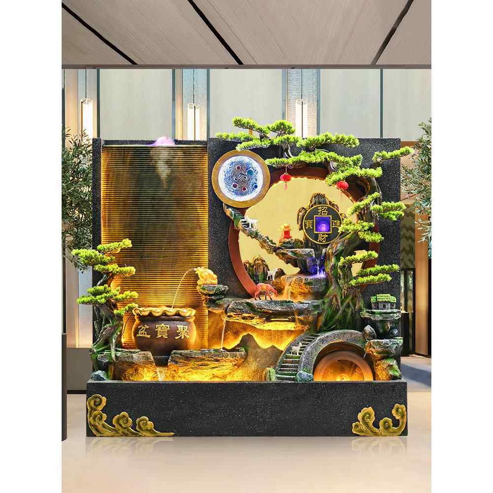 大型水幕墙背景墙假山流水喷泉客厅室内屏风庭院循环瀑布景观摆件