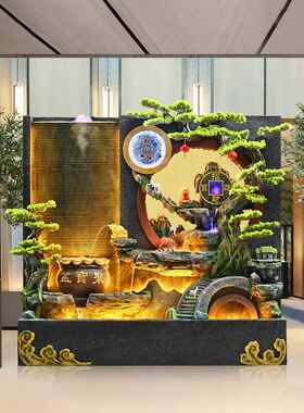 大型水幕墙背景墙假山流水喷泉客厅室内屏风庭院循环瀑布景观摆件