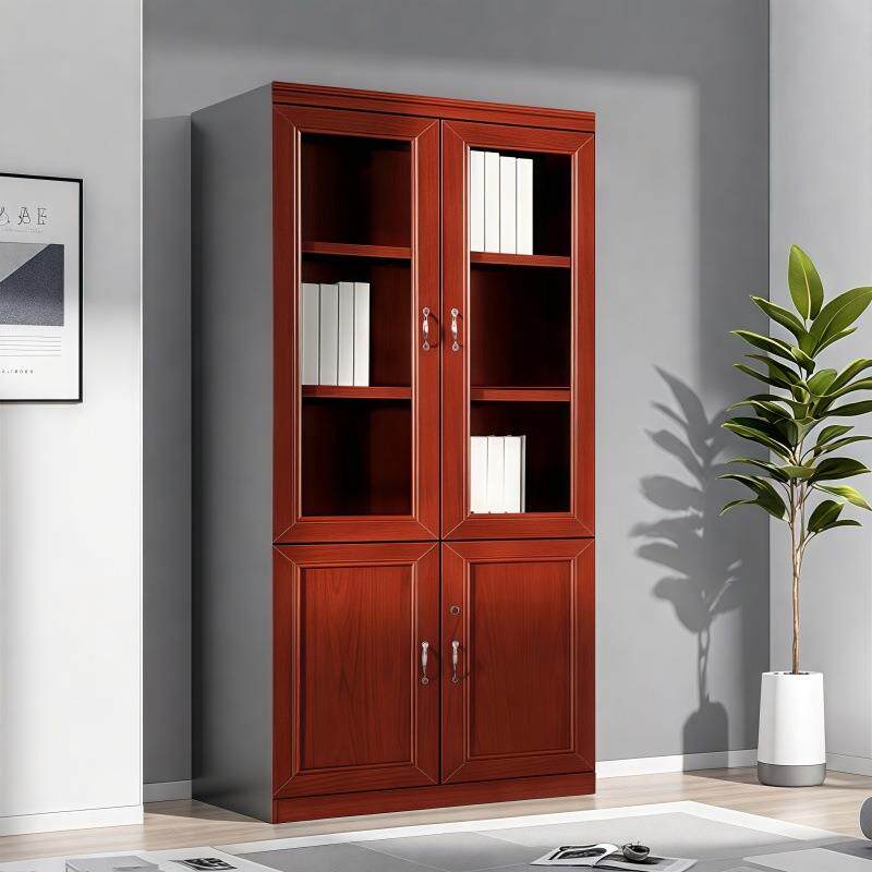 式LP-2油漆中实木皮办书柜组自由合储物档案资料柜落地公室木制文