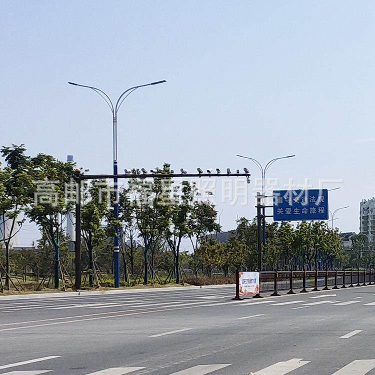 高速路摄像头监控支架单悬臂安防监控杆交通立杆八角热镀锌钢杆